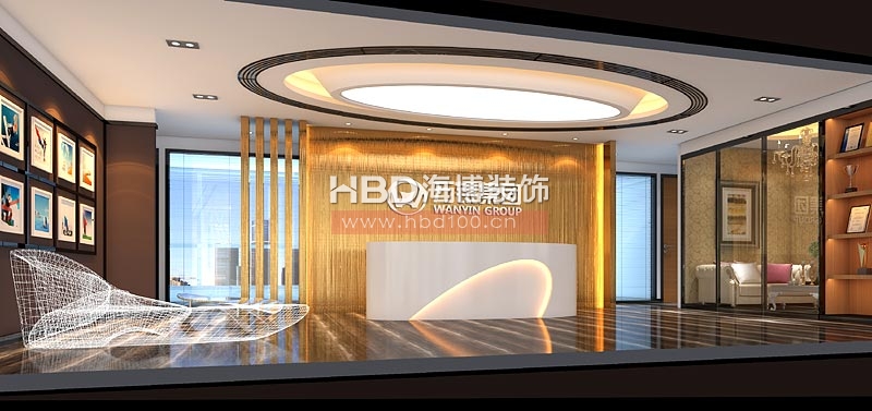 萬銀投資公司辦公室裝修設計 前臺效果圖